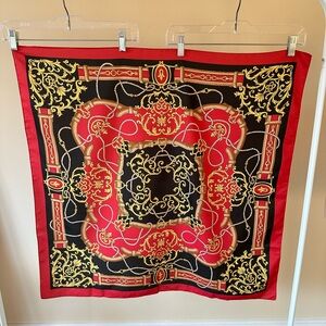 Equestrian themed red and black scarf